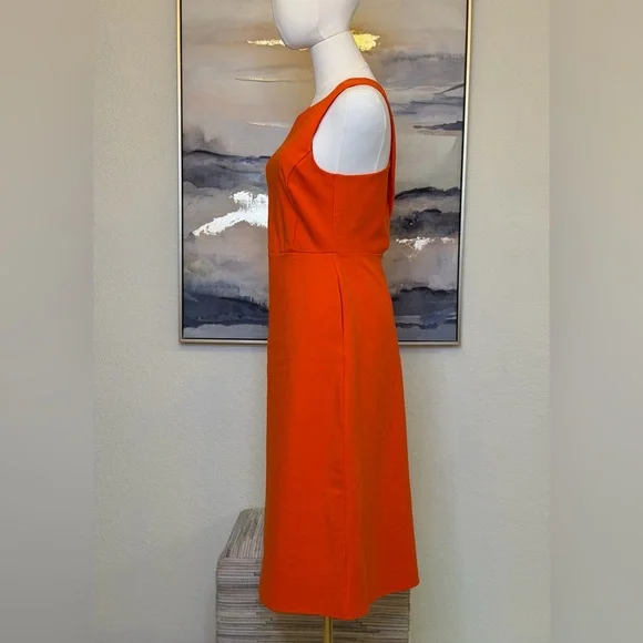 Banana Republic Vibrant Coral/Orange Cross Back Design Midi Dress - Picture 6 of 14